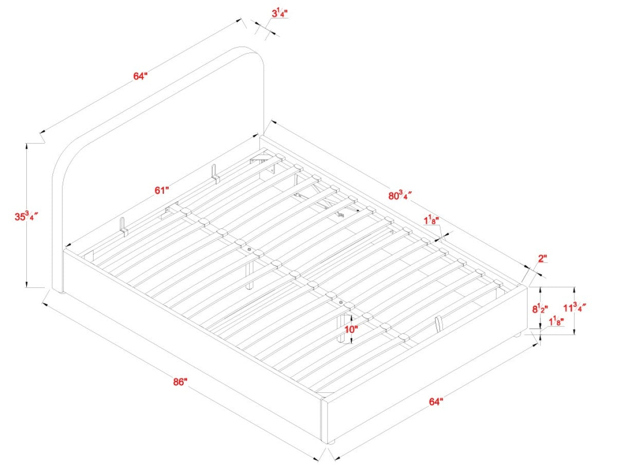QUEEN PLATFORM STORAGE BED - BEIGE