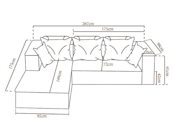Brassex Isabel Sectional Beige Modern Design 60D Foam