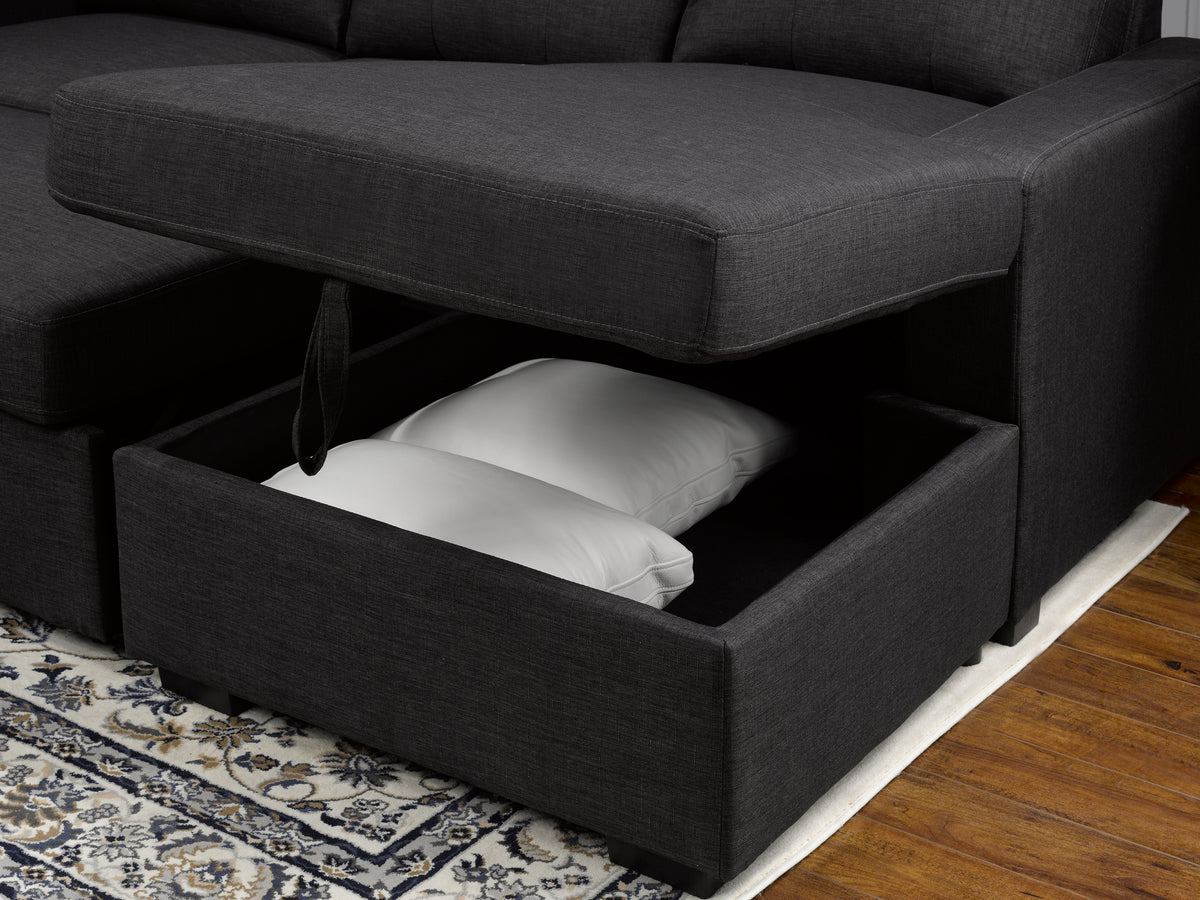 Button-Tufted Sleeper Sofa Bed – Grey