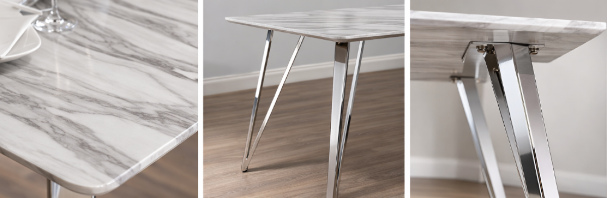 Marble Counter Table – Silver