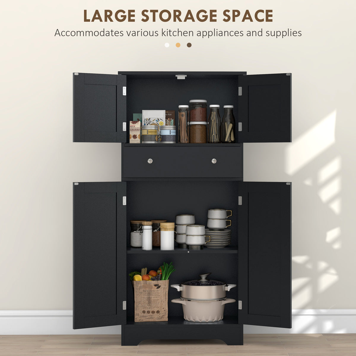 Modern Kitchen Pantry Cabinet with 4 Doors – 24"W x 50"H
