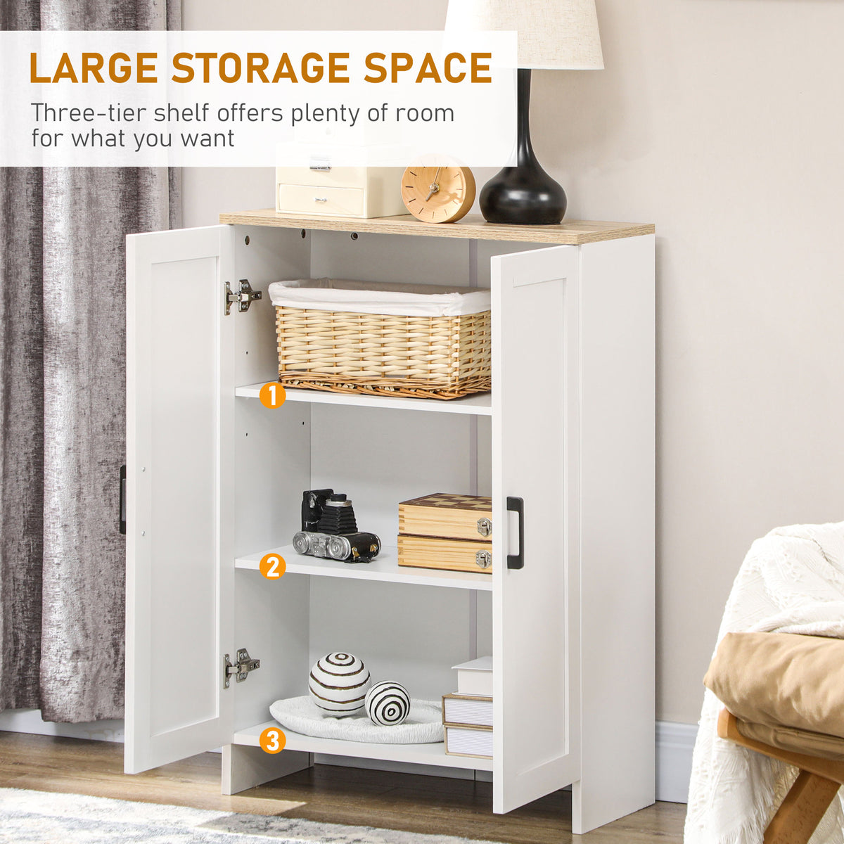 Modern Storage Cabinet with Doors and Adjustable Shelf – 24"W x 35"H