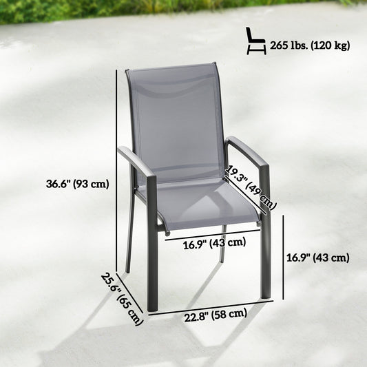 Stackable Patio Chairs Set of 4, Outdoor Dining Chairs with All Weather Breathable Mesh and Armrests