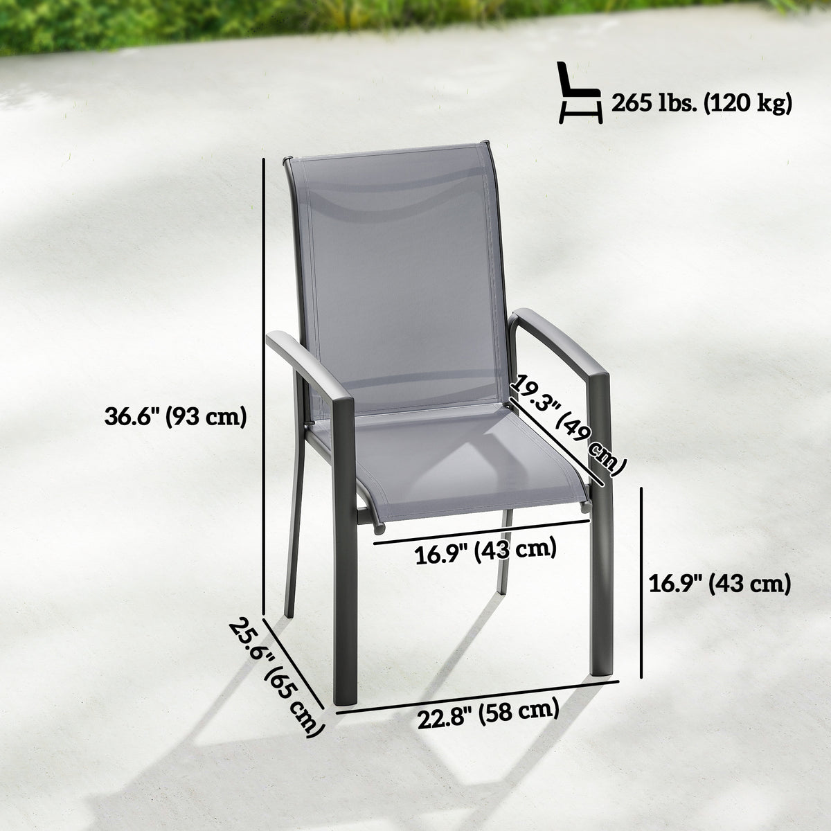 Stackable Patio Chairs Set of 4, Outdoor Dining Chairs with All Weather Breathable Mesh and Armrests