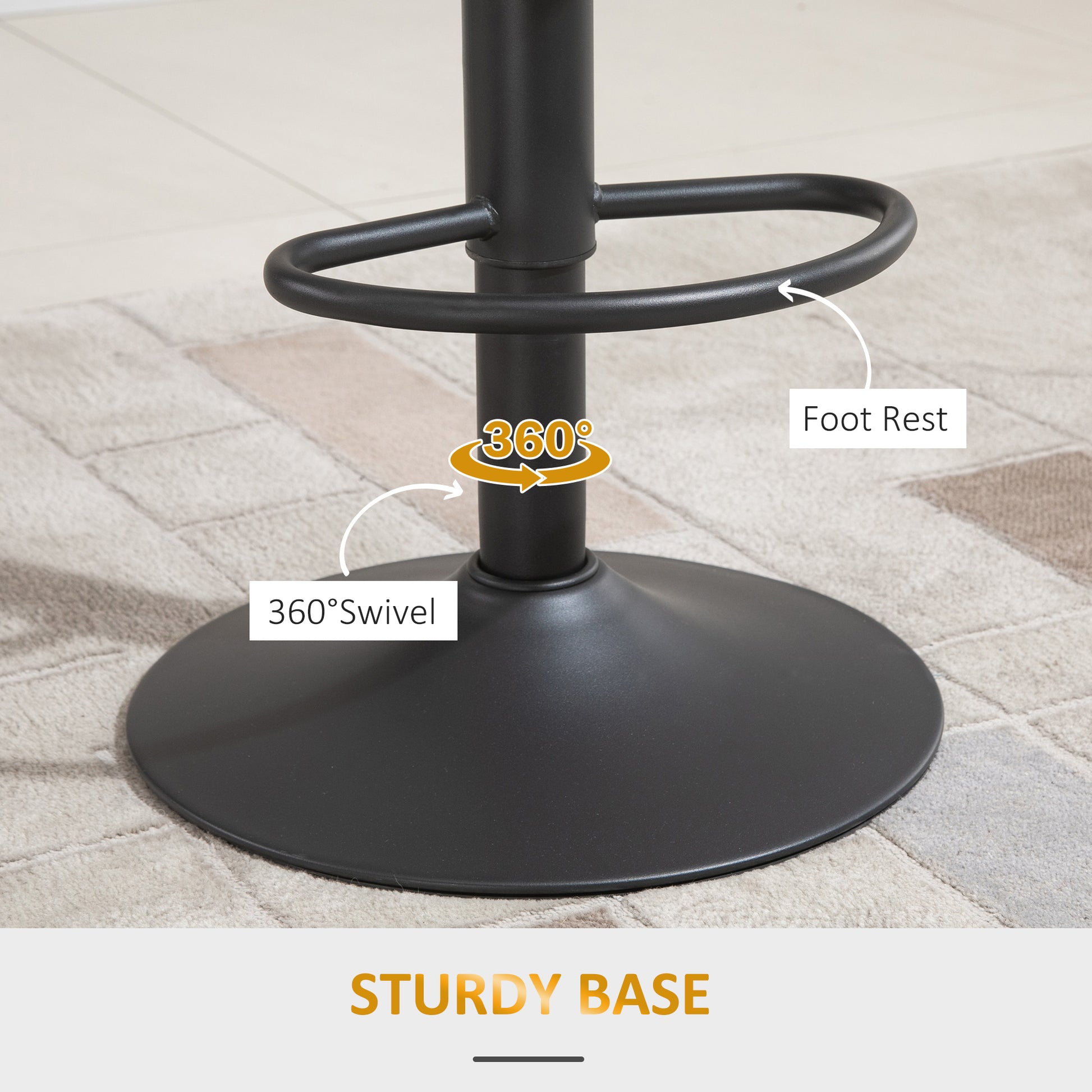 HOMCOM 2-Piece Swivel Brown PU Leather Adjustable Counter Height Bar Stools