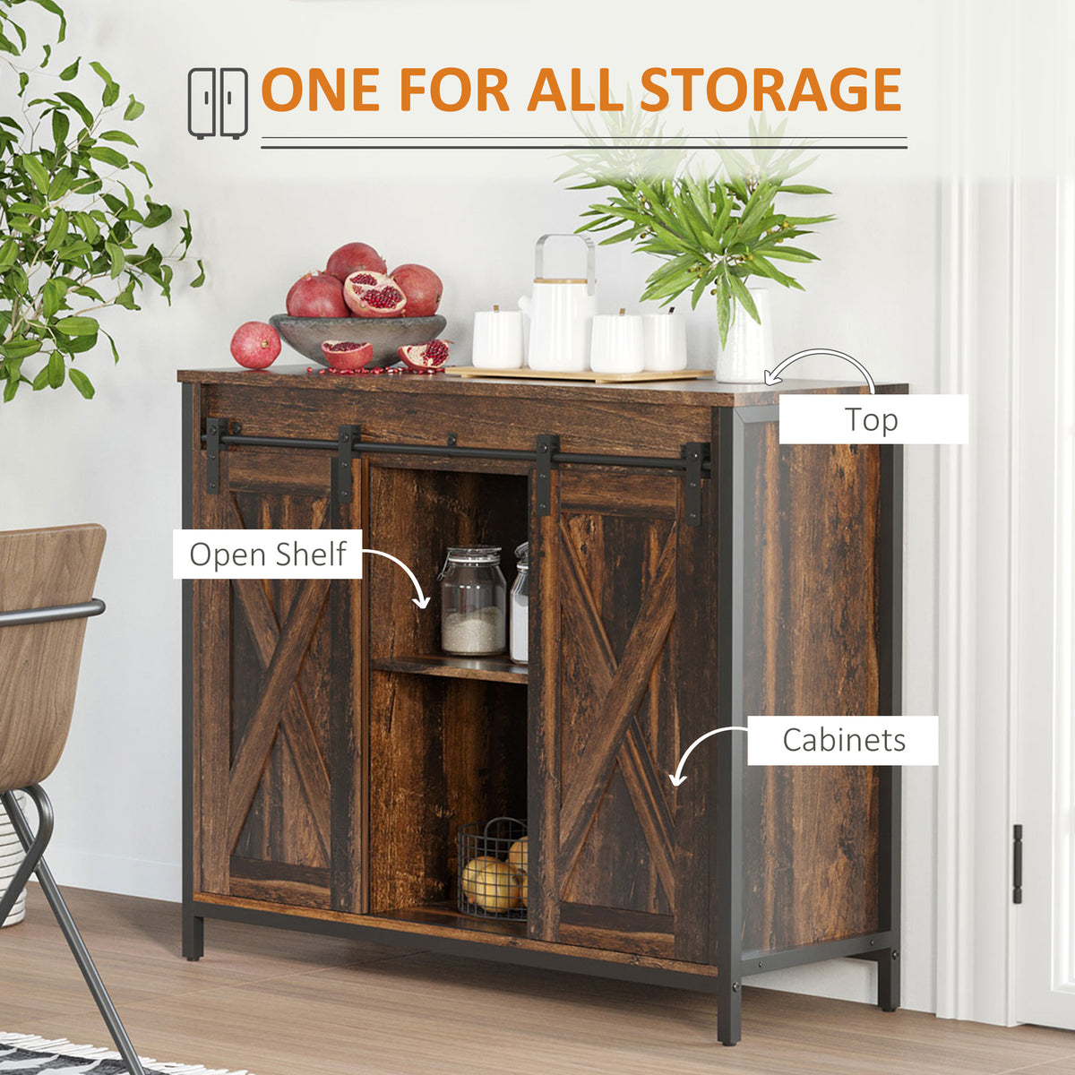 Buffet Cabinet with Sliding Barn Doors – 36"W x 30"H