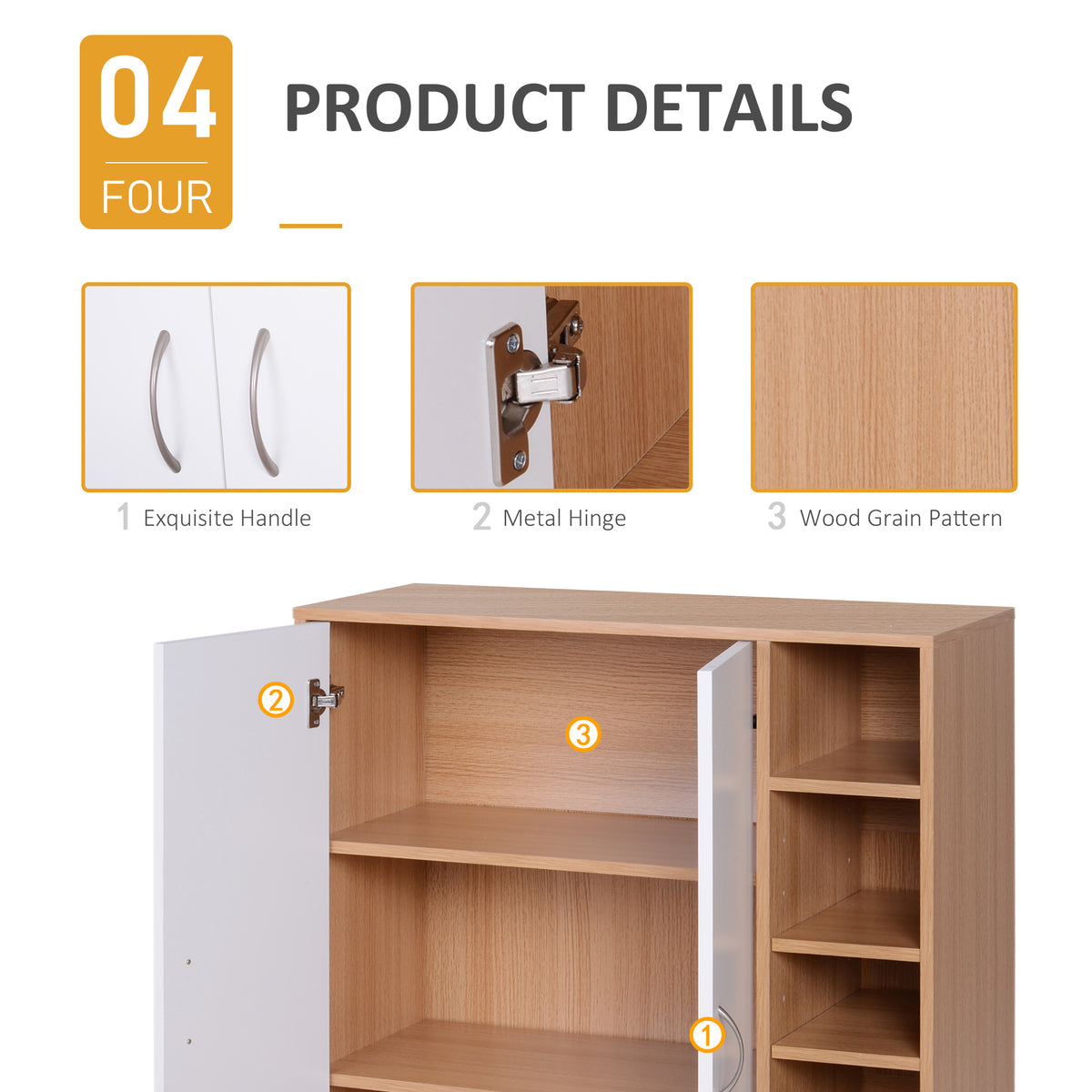 Free-Standing 3-Tier Shoe Cabinet with Adjustable Shelves – 32"W x 36"H