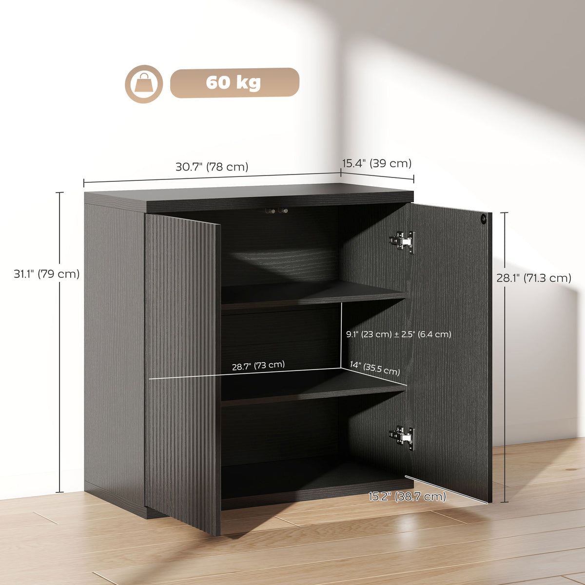 Sideboard Buffet Cabinet with Soft-Close Door – 31"W x 31"H
