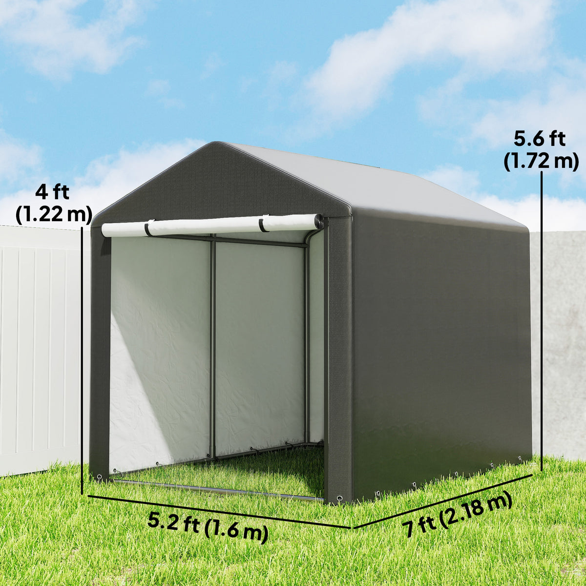 Portable Bicycle Shed with Galvanised Steel Frame and Large Door, Waterproof Outdoor Shed for Garden Tools – Black