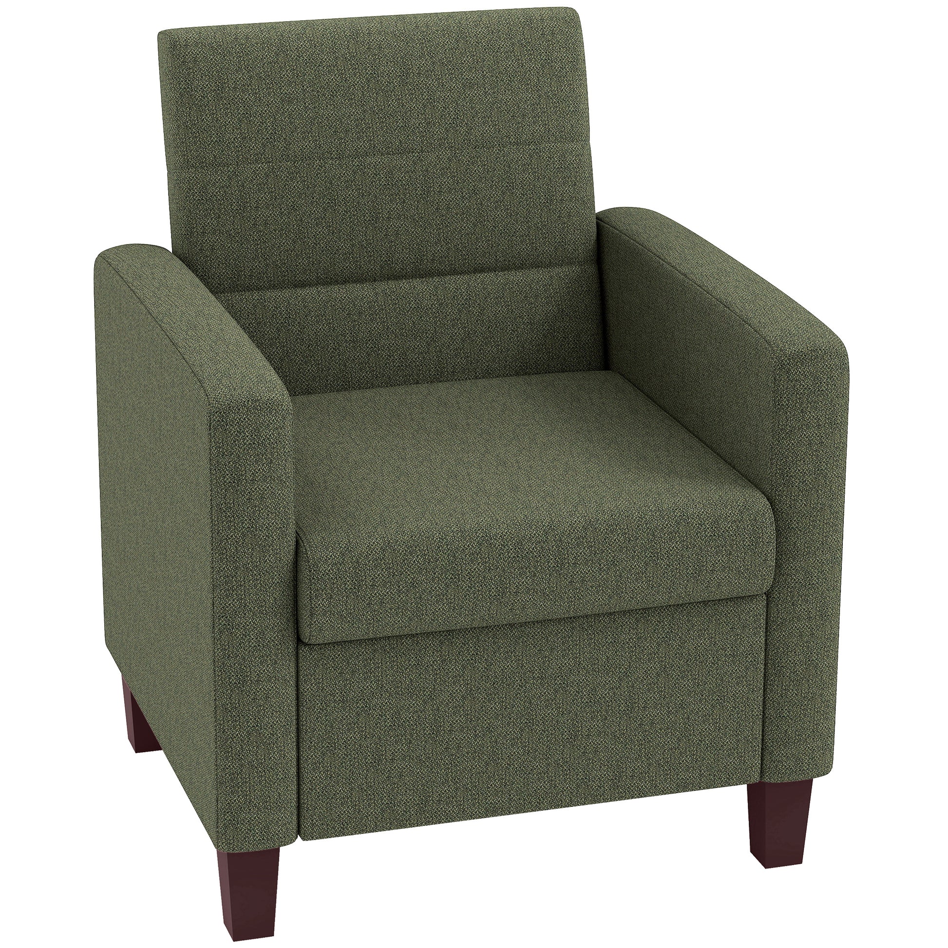 HOMCOM Modern Fabric Accent Armchair, Comfortable Cushion, Non-Slip Pads, Dark Green