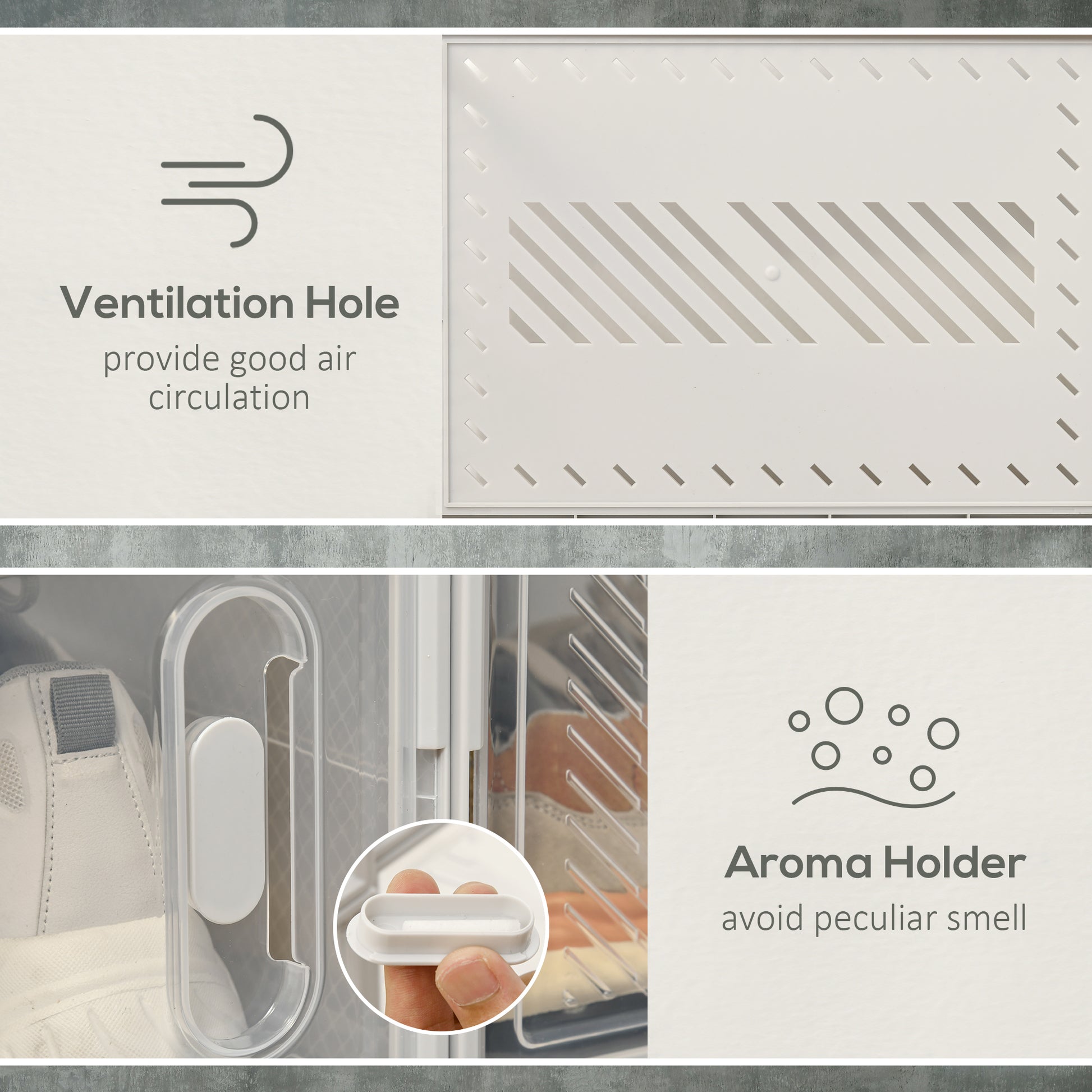 HOMCOM 18-Cube Modular Stackable Shoe Organizer Cabinet, Clear White, Entryway Hallway Closet