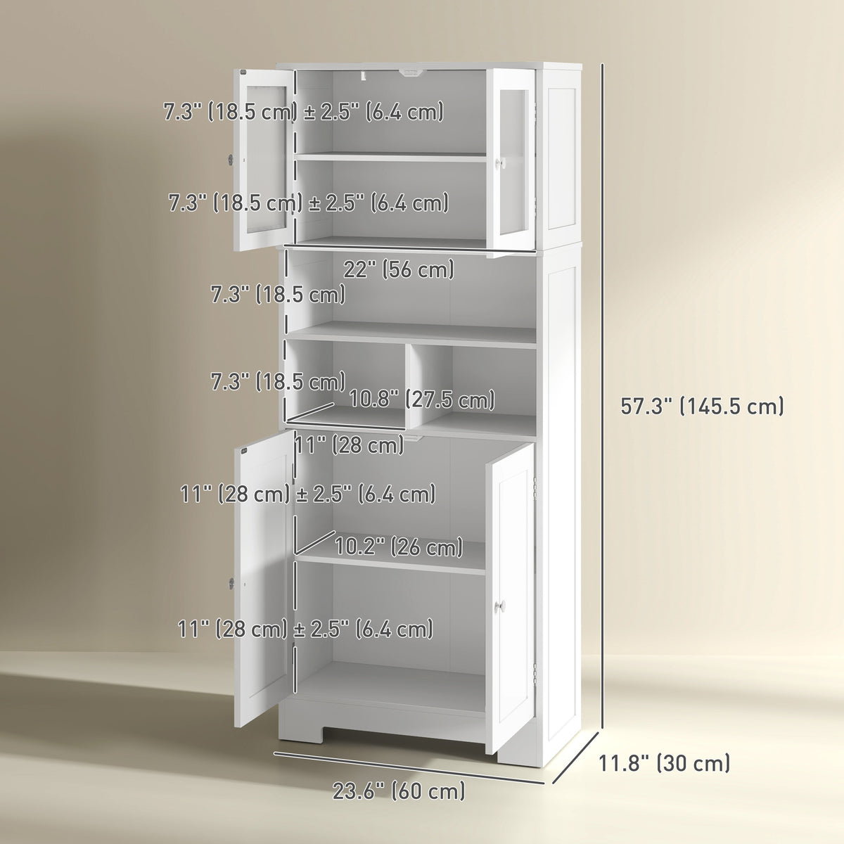 Kitchen Pantry with Glass Doors – 24"W x 57"H
