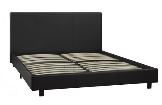 Modern Black Queen Platform Bed with Comfortable Bonnell Coil Mattress Set