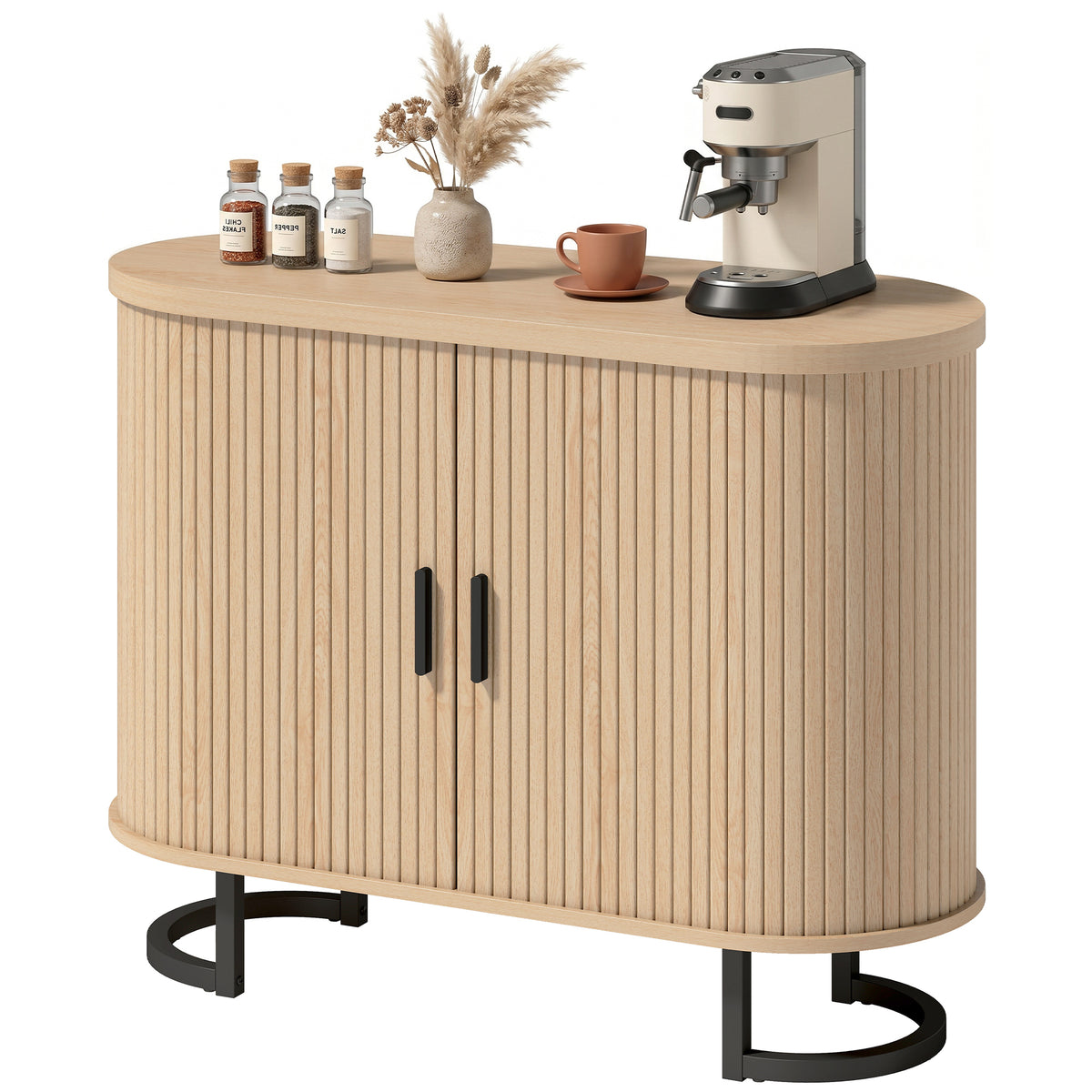 Sideboard Buffet Cabinet with Curved Tambour Doors – 39"W x 30"H