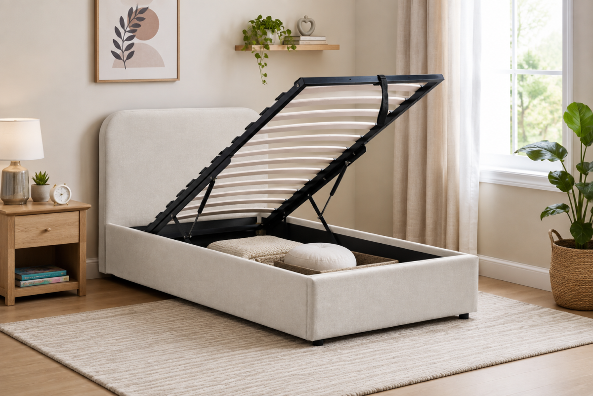 Upholstered Solid Wood Platform Storage Bed