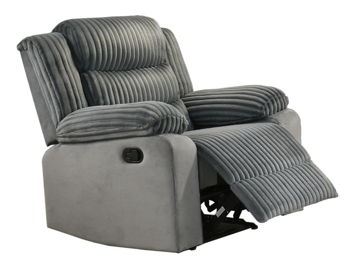 Brassex Romilly Series Grey Corduroy Fabric Power Recliner Chair, Plush Seating
