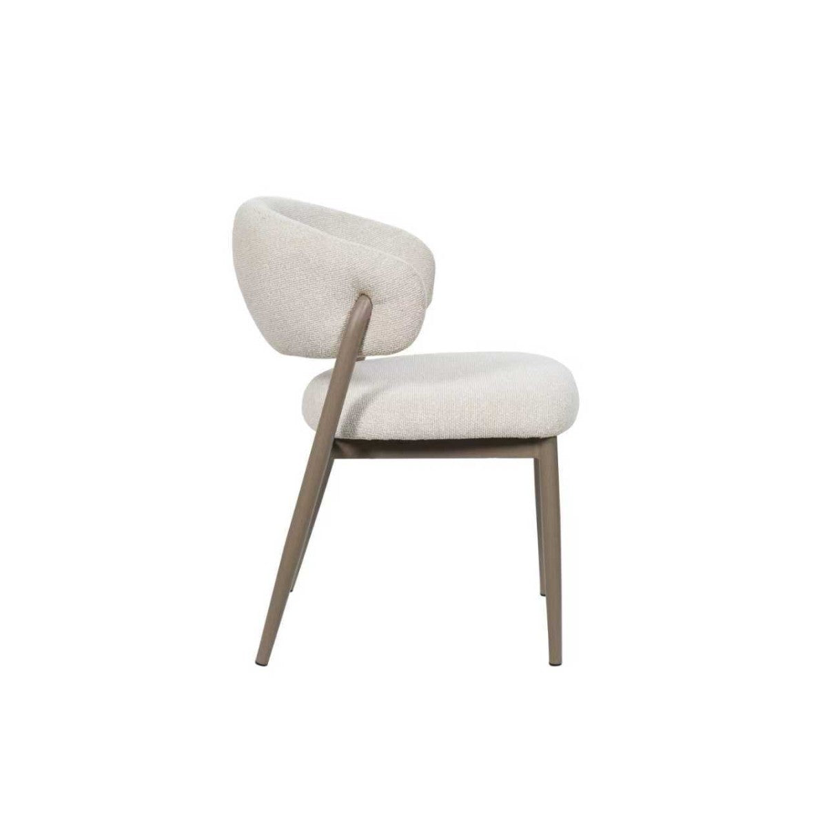 Curved Boucle Dining Chair, Set of 2 – Tobacco/Beige