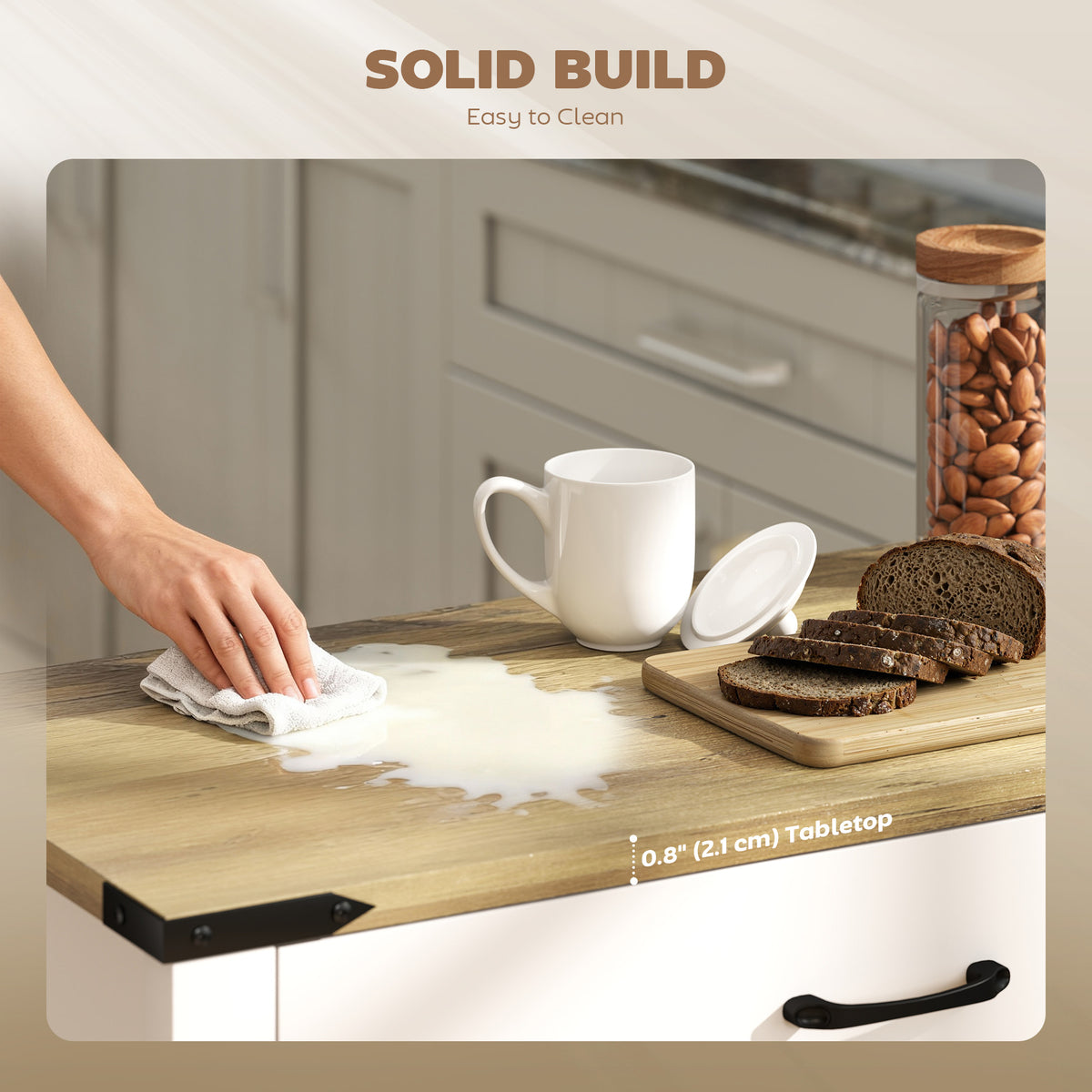 Farmhouse Kitchen Storage Cabinet with Drawer and Shelf – 31"W x 33"H