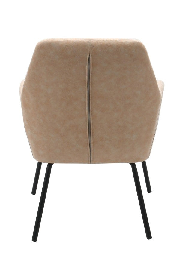 Brassex Vintage Beige Upholstered Dining Chair With Powder-Coated Steel Frame