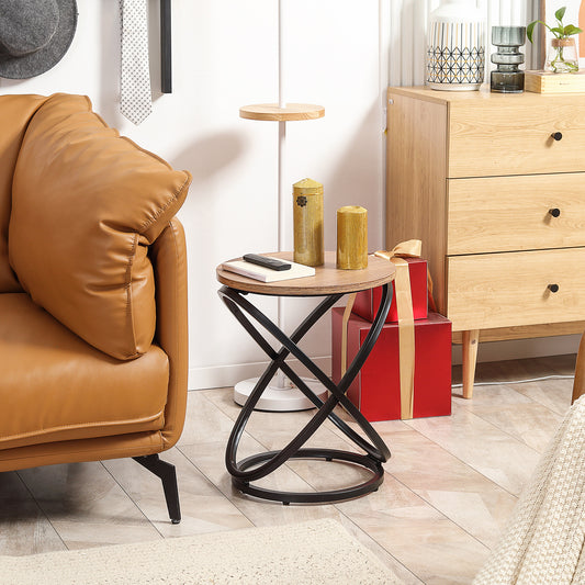 HOMCOM Industrial End Table Round 40cm x 50cm Steel Frame