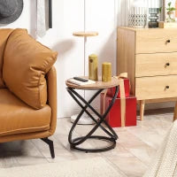 HOMCOM Industrial End Table Round 40cm x 50cm Steel Frame