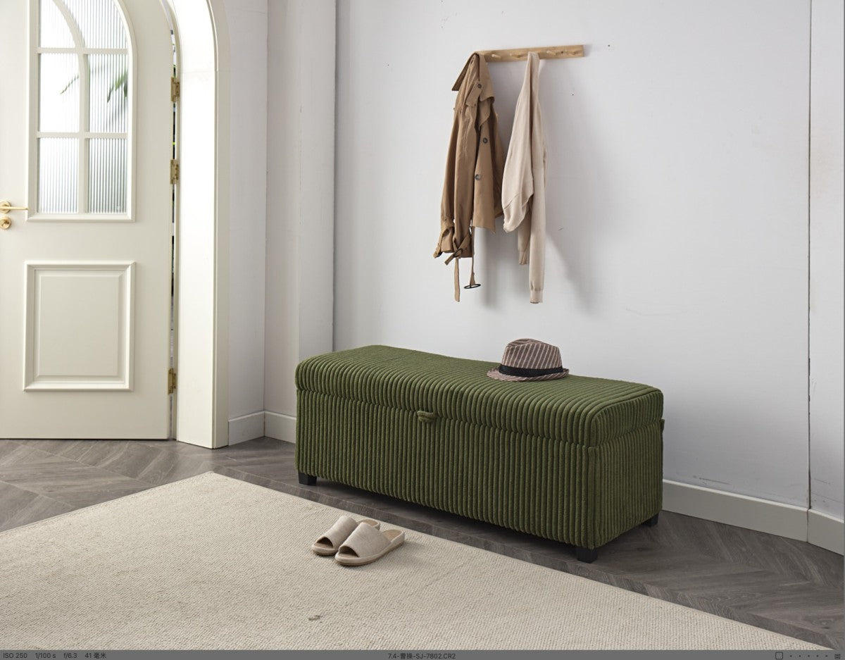 Channel-Tufted Storage Ottoman