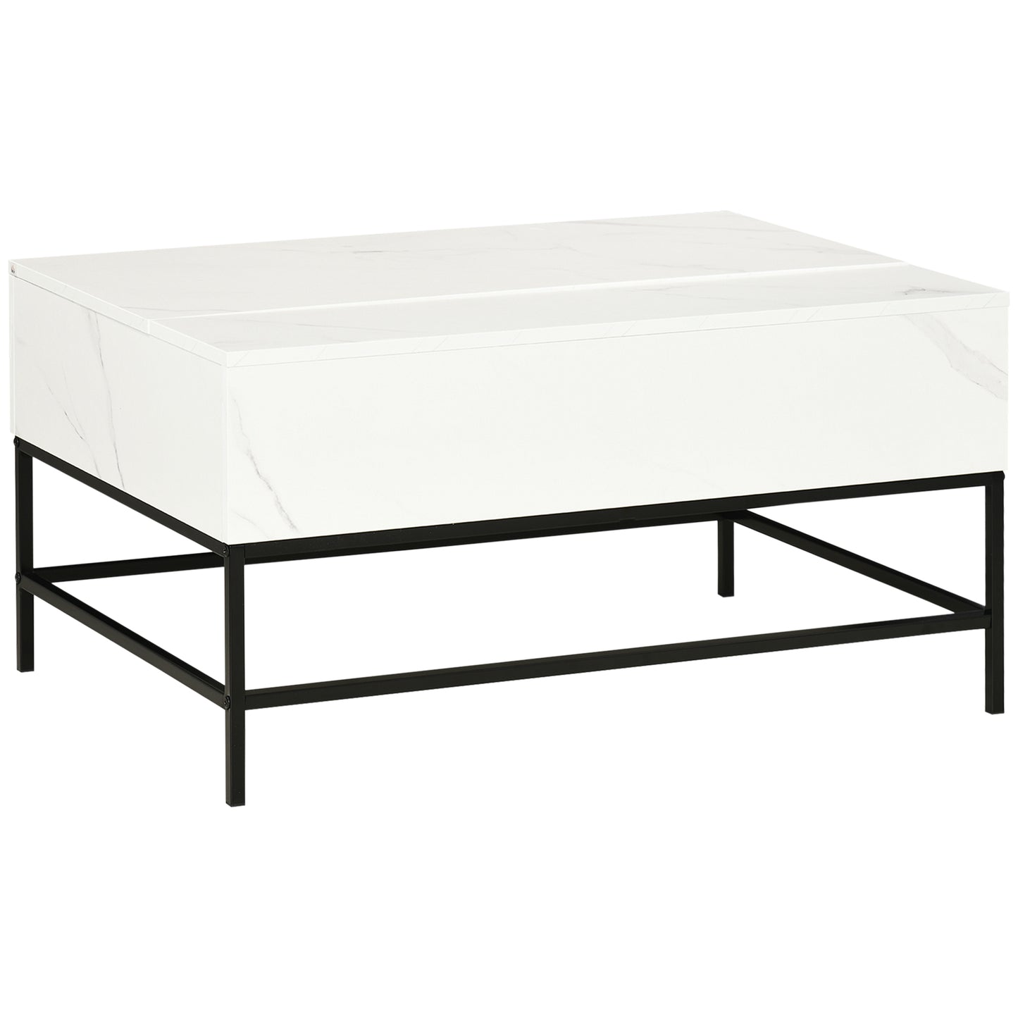 HOMCOM Modern Lift Top Coffee Table with Hidden Storage, White, Adjustable Height