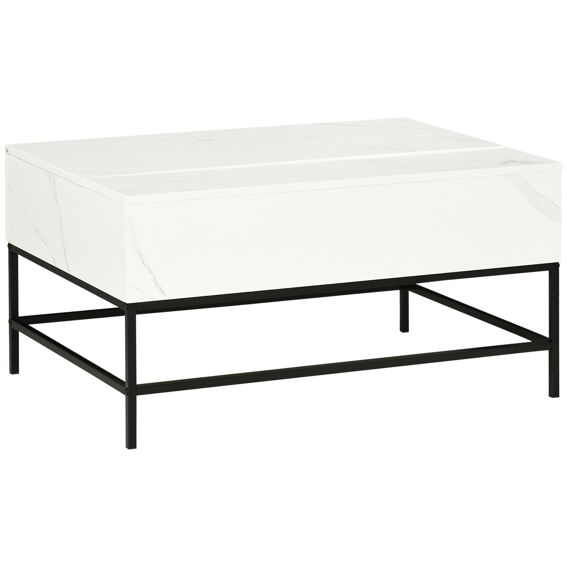 HOMCOM Modern Lift Top Coffee Table with Hidden Storage, White, Adjustable Height