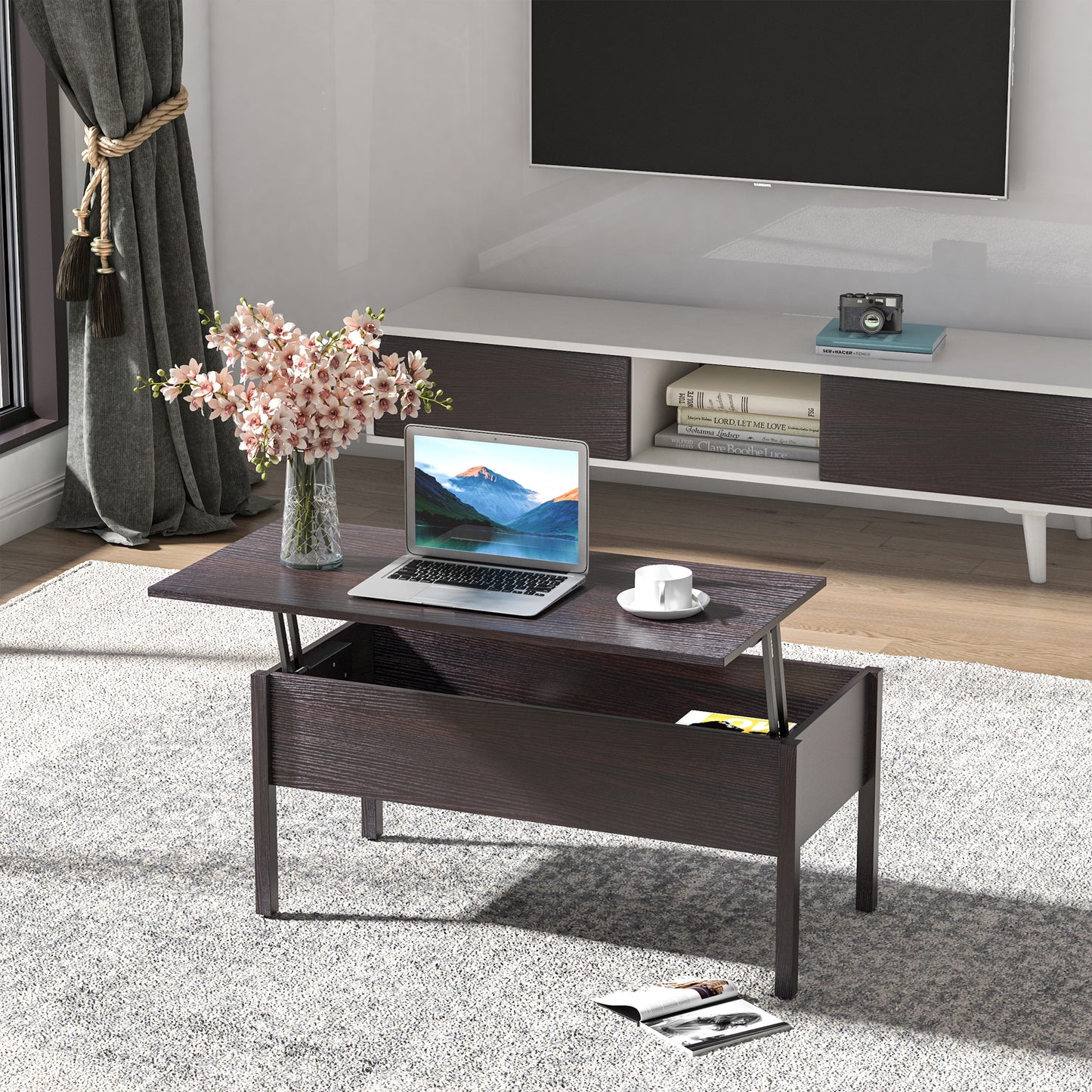 HOMCOM Versatile Lift-Top Coffee Table with Concealed Storage for Modern Living