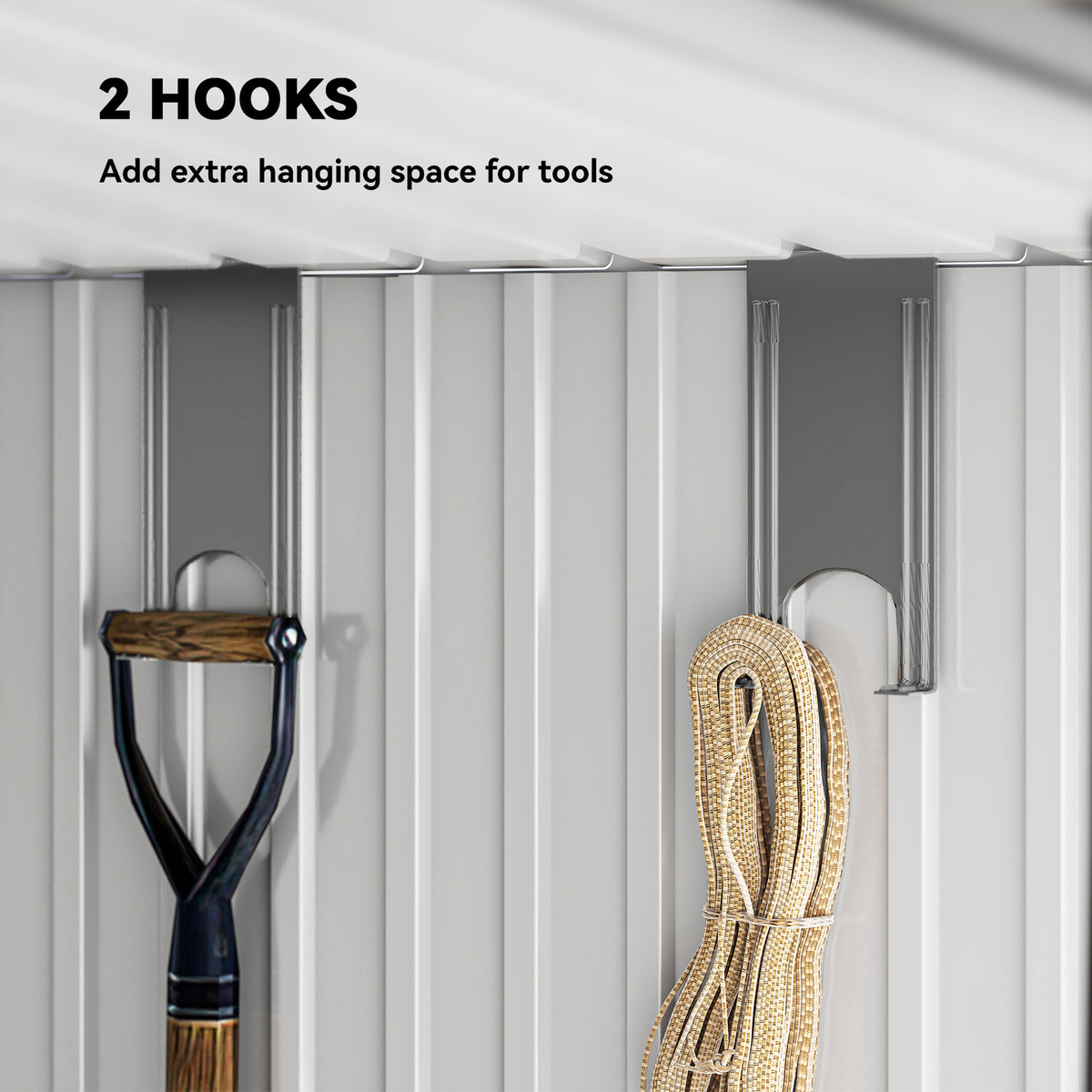 6.5 x 4 ft Garden Tool Shed, Galvanised Steel Outdoor Storage with Lockable Sliding Doors, Foundation Kit, Hooks & Vents – Light Grey