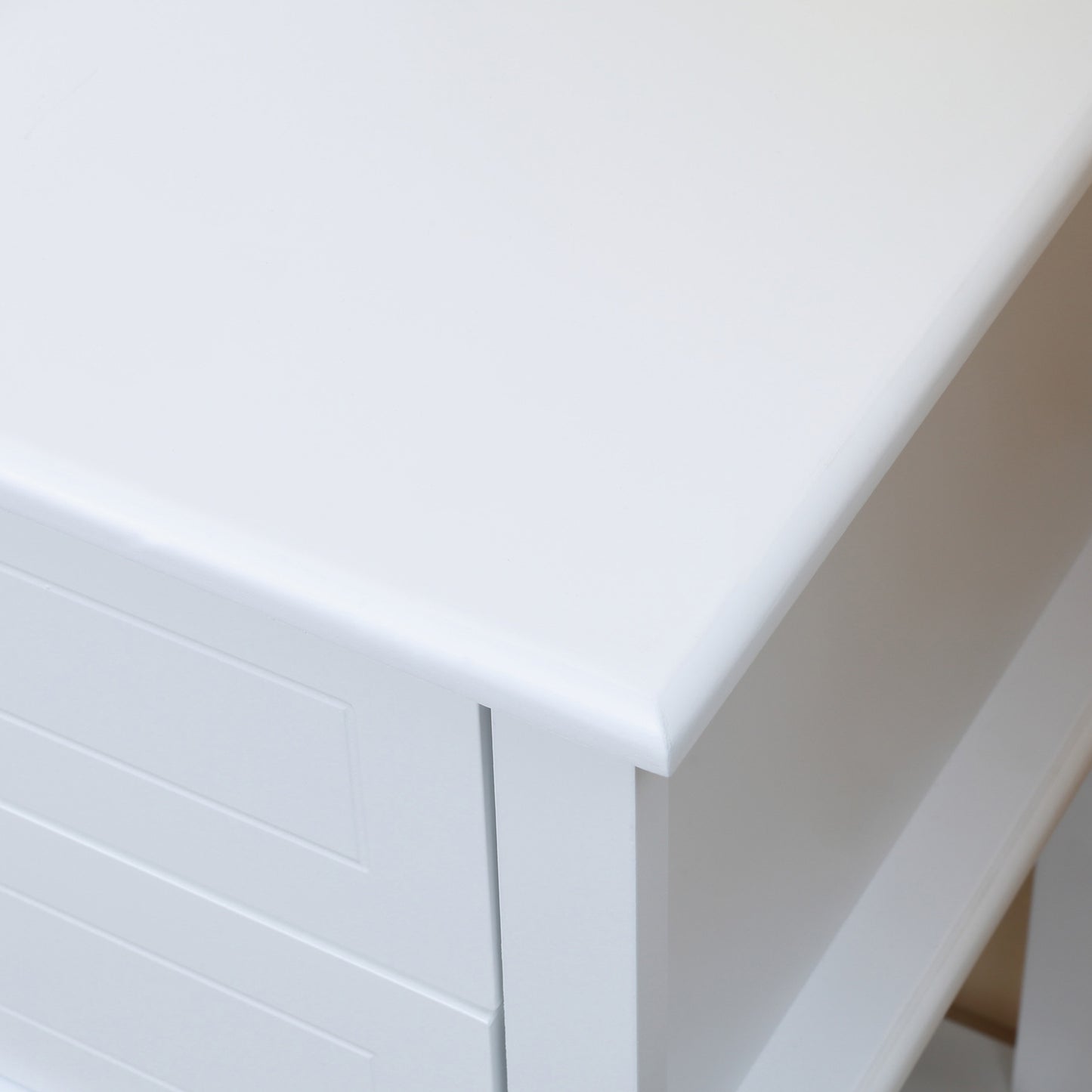 Modern White Nightstand End Table with Drawers and Storage Shelf