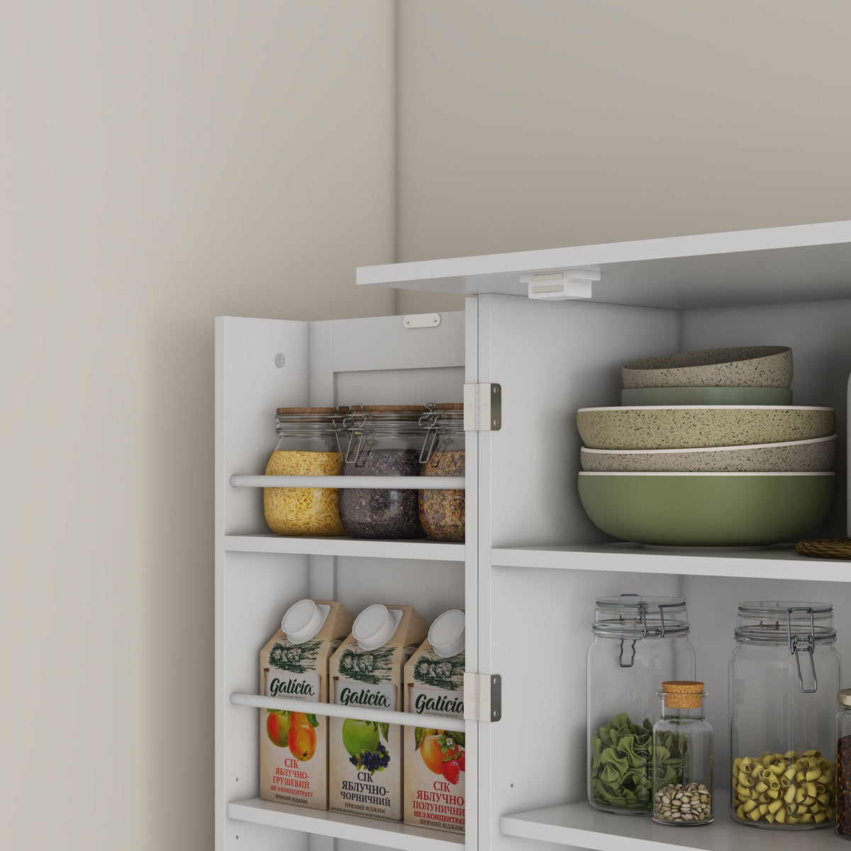 Kitchen Pantry Cabinet with 4 Doors and 16 Door Shelves – 24"W x 65"H