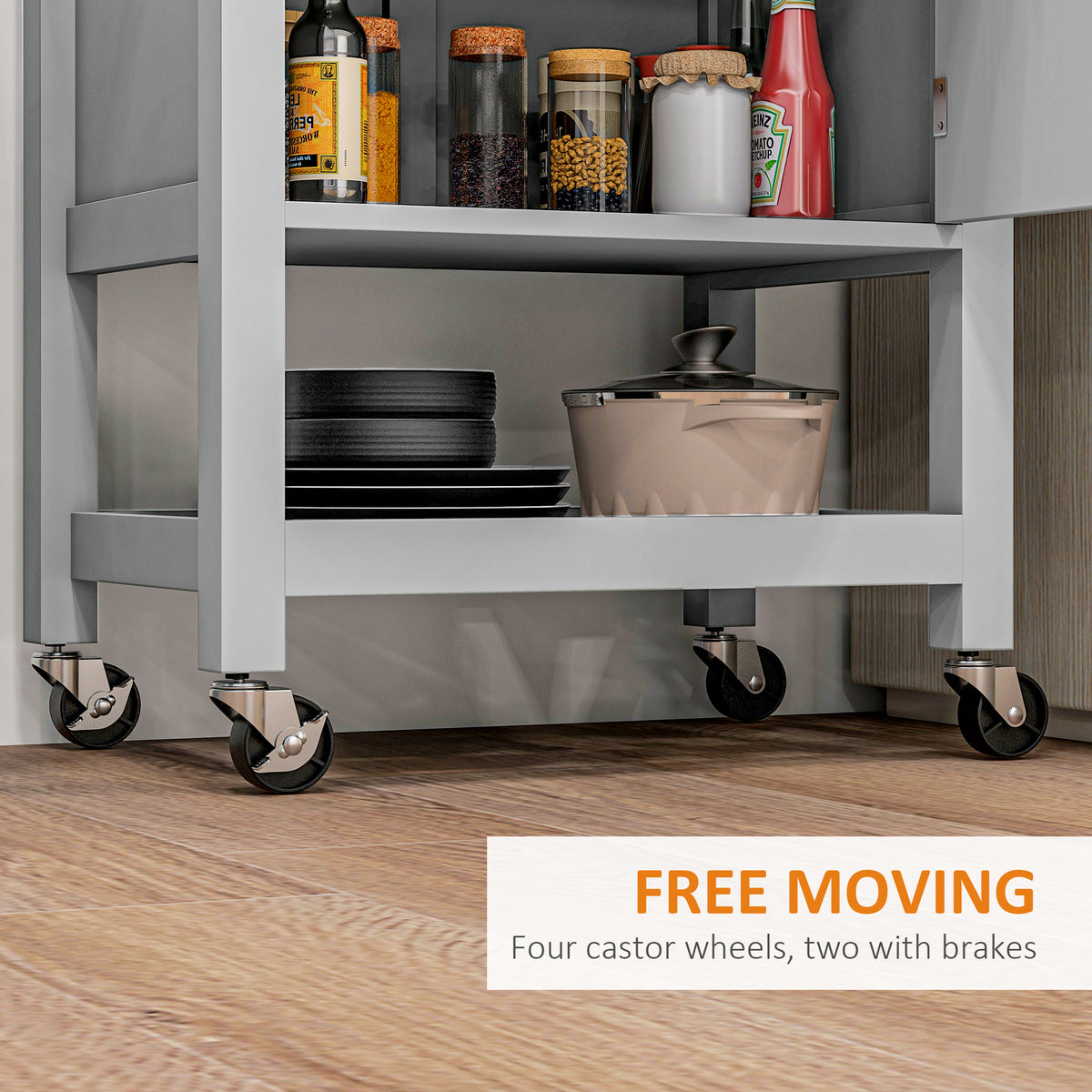 Rolling Kitchen Cart with Wood Top – 25"W x 35"H