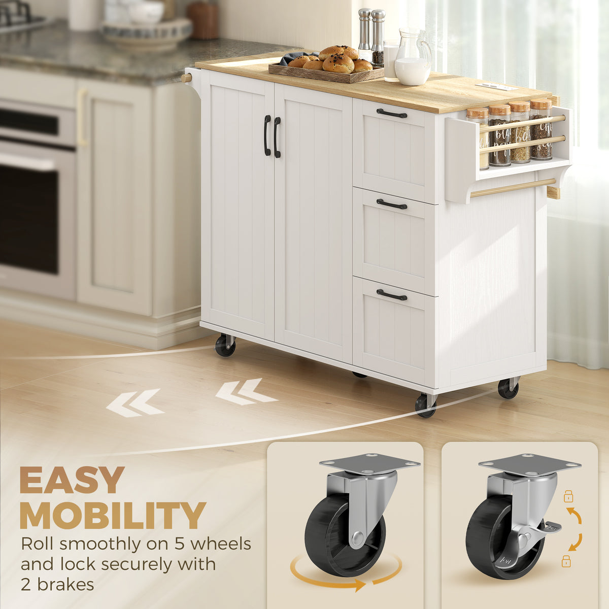 Kitchen Island with Drop Leaf – 53"W x 36"H