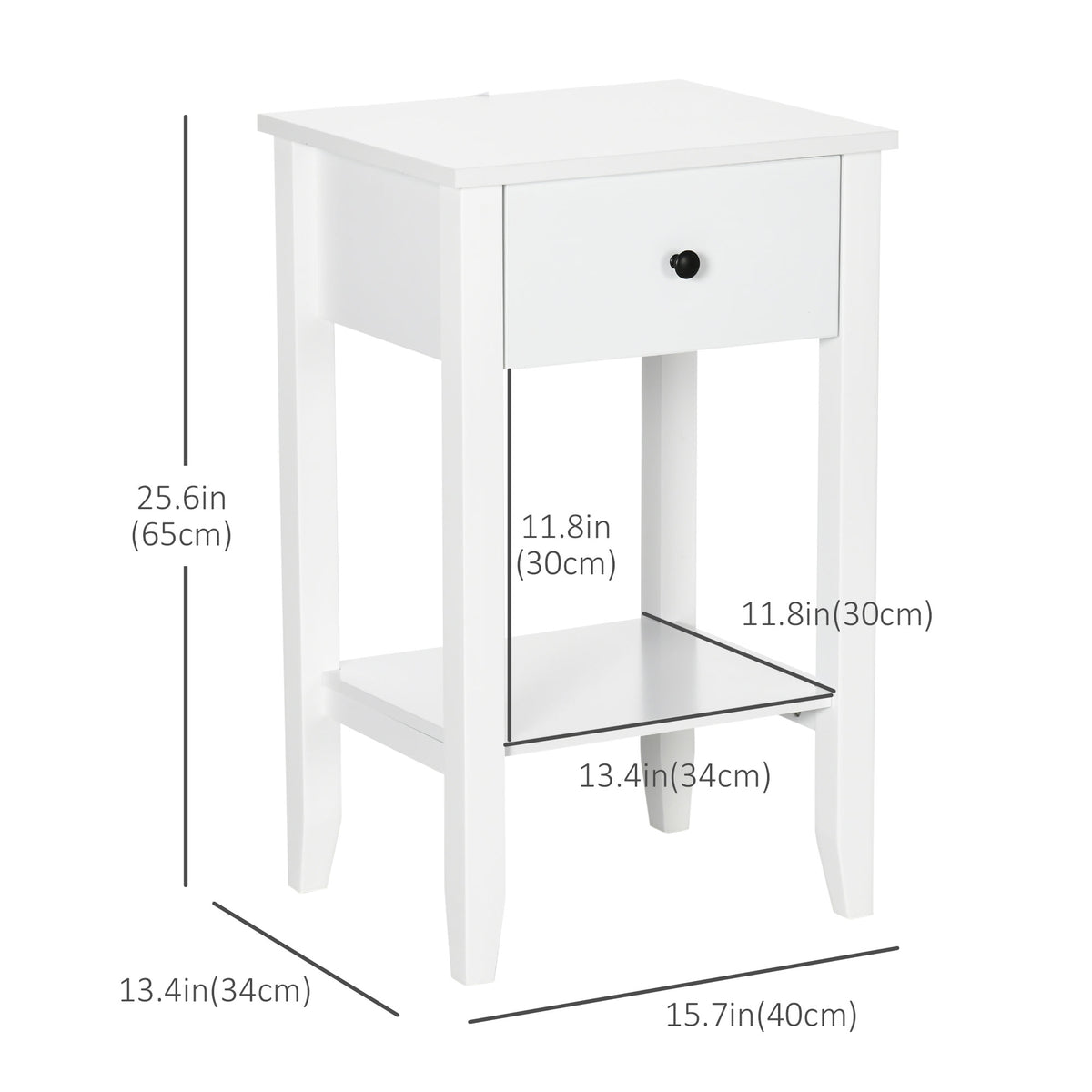 2-Tier Nightstands with Drawer and Shelf, Set of 2 – 16"W x 26"H