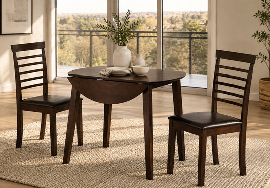 Espresso 36" Round Drop-Leaf 3-Piece Dinette