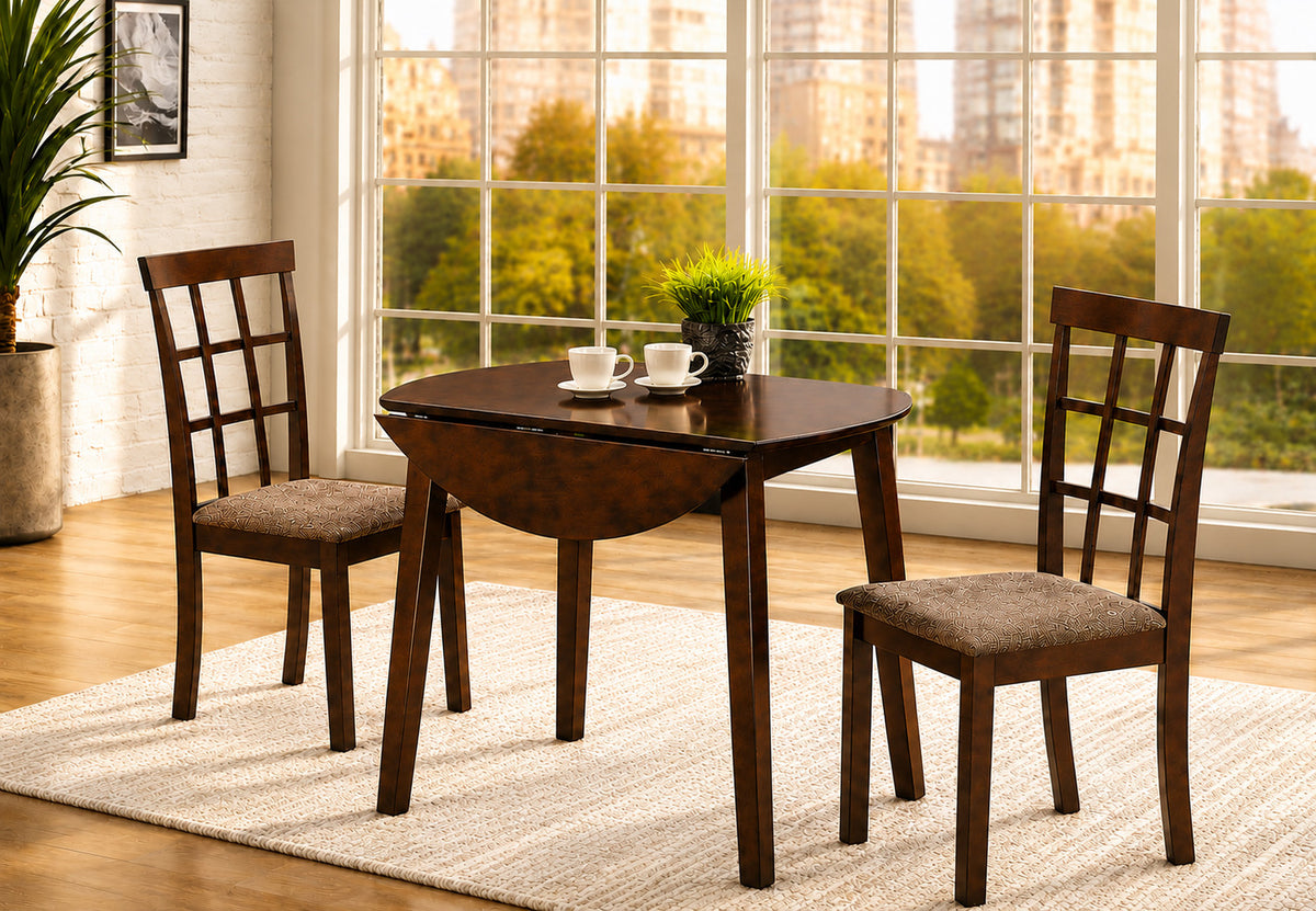 Espresso 36" Round Drop-Leaf 3-Piece Dinette
