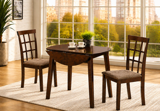 Espresso 36" Round Drop-Leaf 3-Piece Dinette