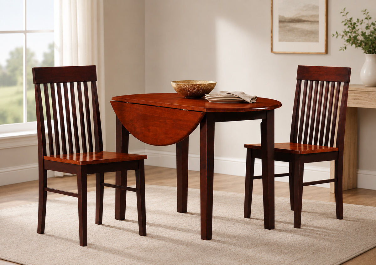 Espresso & Oak Round 3-Piece Dinette with Leaves