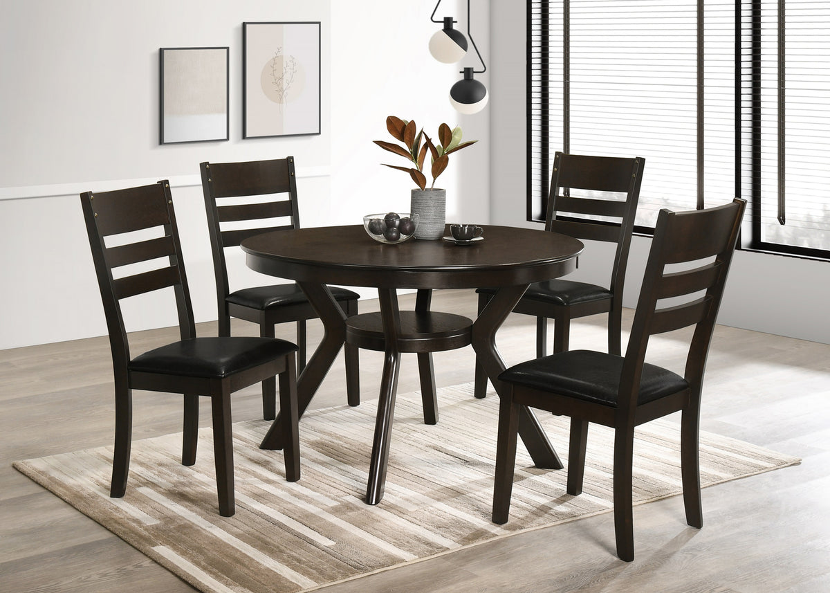 Espresso Square Dining Set with Storage Shelf