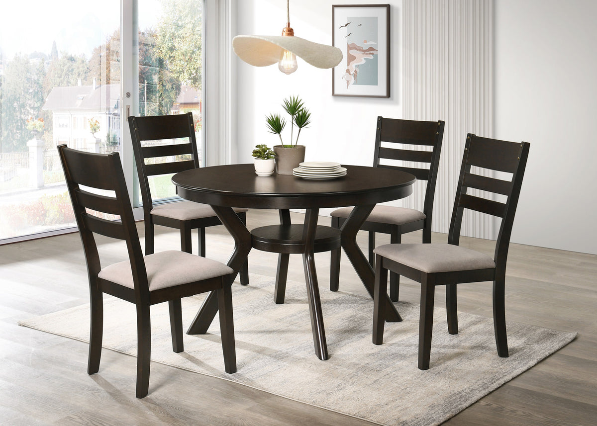 Espresso Square Dining Set with Storage Shelf