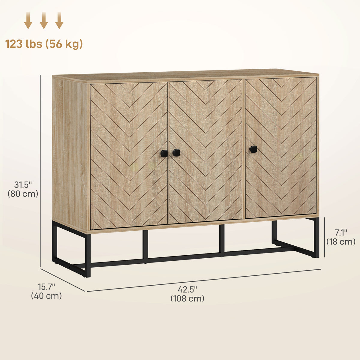 Buffet Cabinet with Adjustable Shelves – 43"W x 32"H