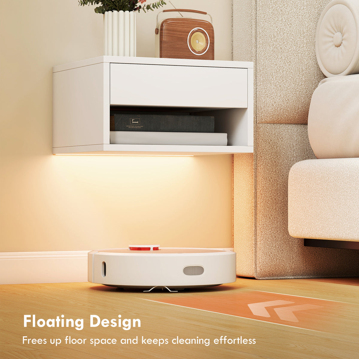 Floating Nightstands with RGB LED Lights, Set of 2 – 15"W x 8"H