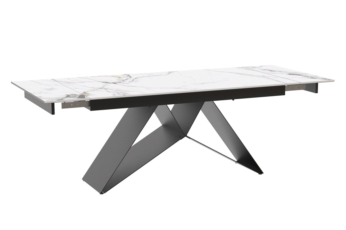 Extendable Chanel Marble Dining Set with X-Base