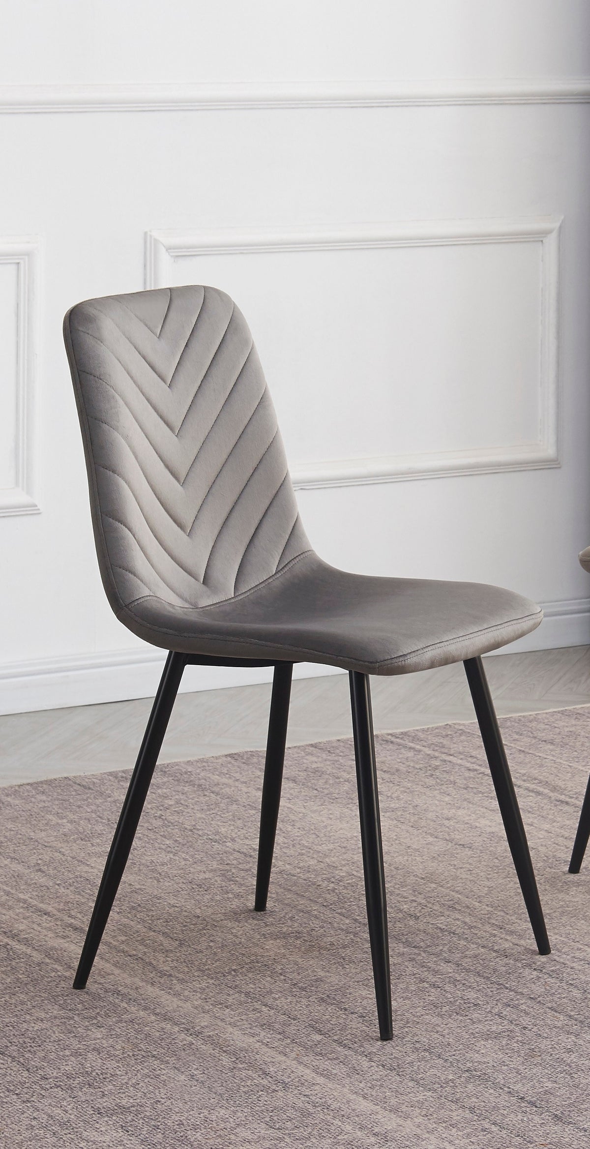 Extendable Sintered Stone Dining Set with Grey Velvet Chairs