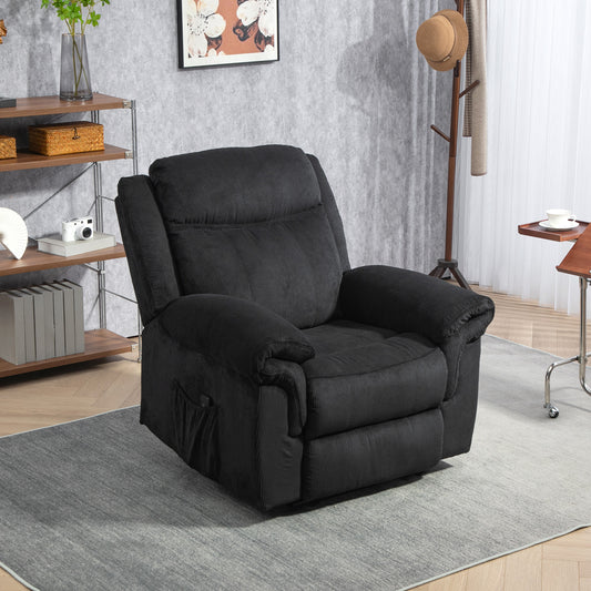 HOMCOM Manual Recliner Chair with Vibration Massage, Side Pockets, Corduroy, Black