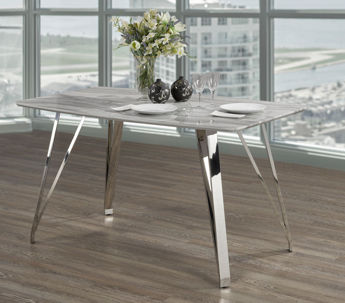 Marble Counter Table – Silver