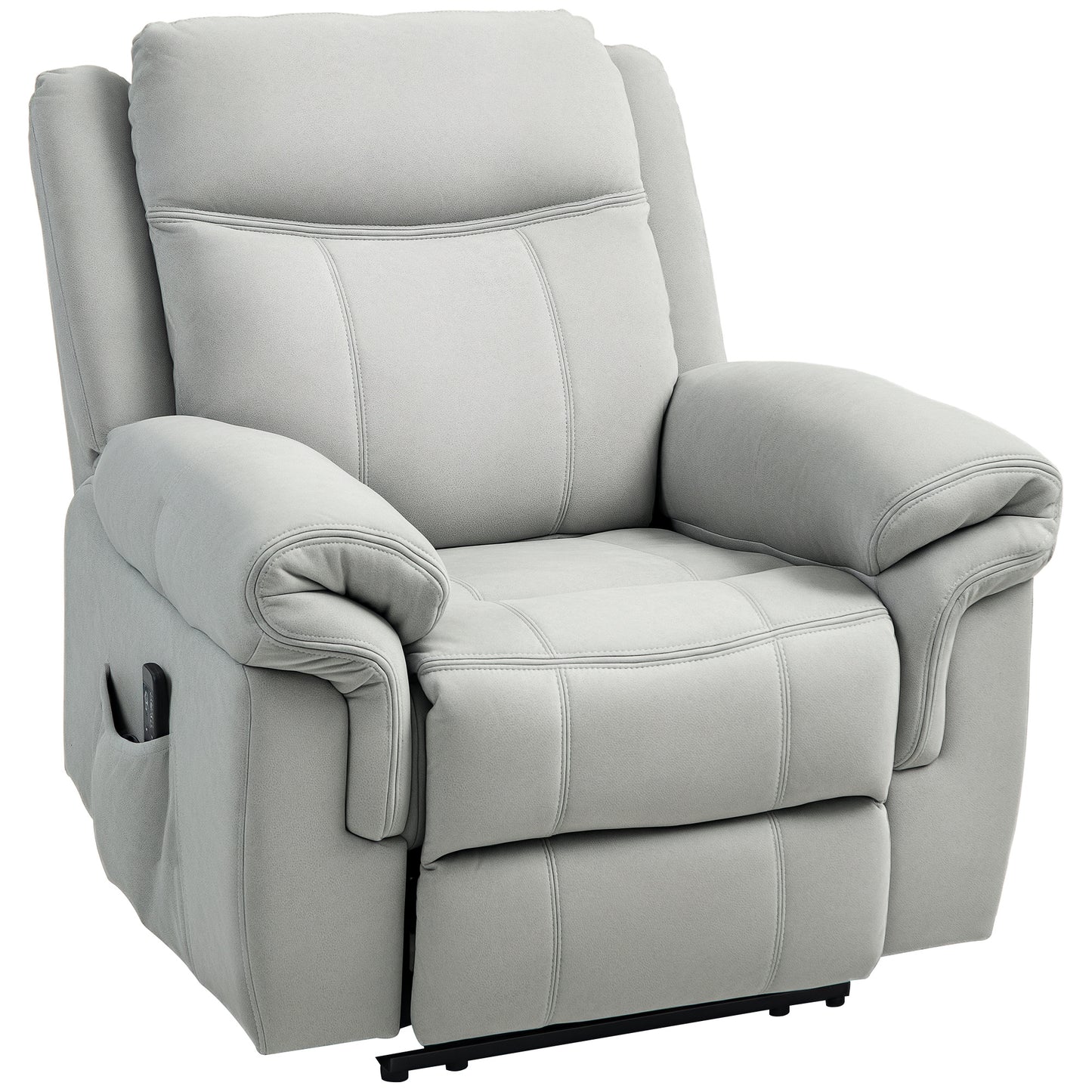 HOMCOM Manual Recliner Chair with Vibration Massage, Side Pockets, Grey Microfibre