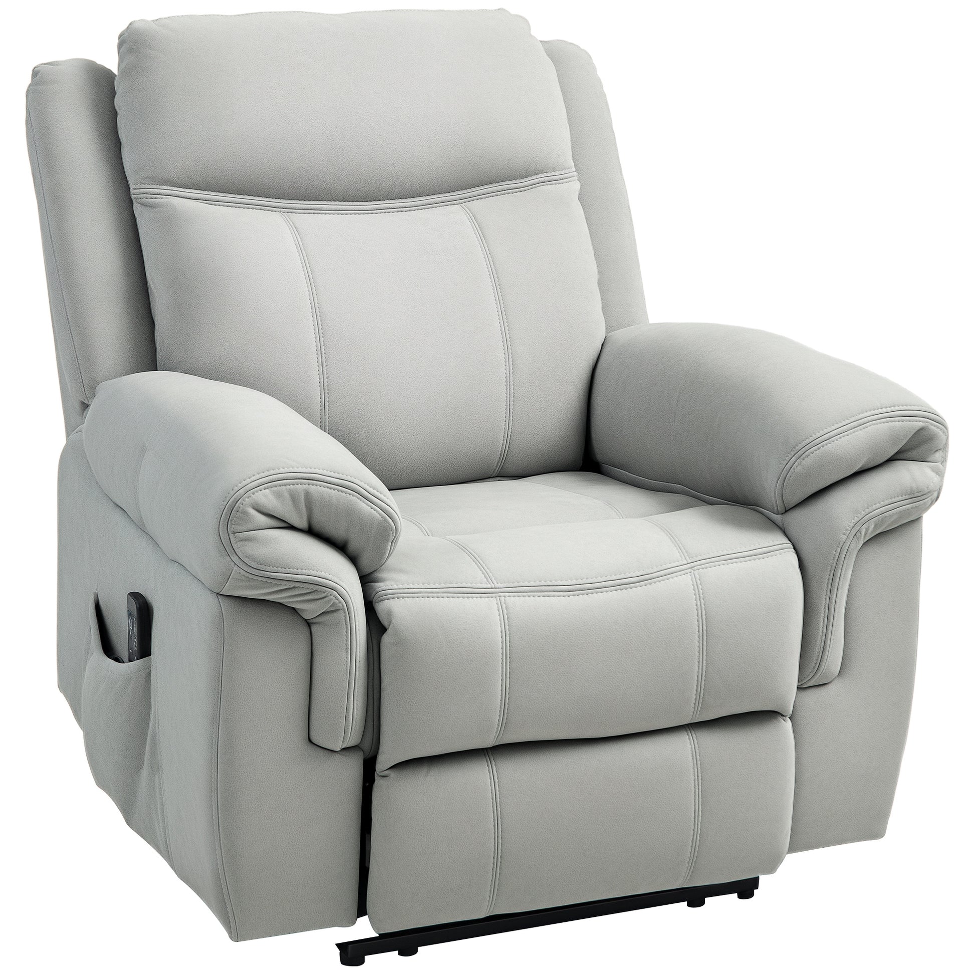 HOMCOM Manual Recliner Chair with Vibration Massage, Side Pockets, Grey Microfibre