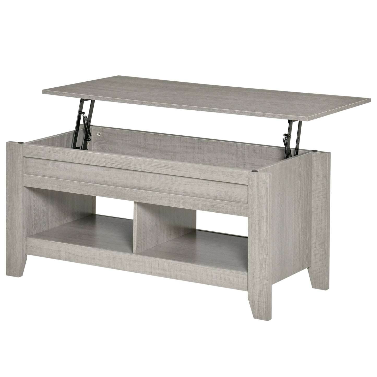 HOMCOM Lift Top Coffee Table: Hidden Storage, Open Shelves, Pop-Up Work Surface